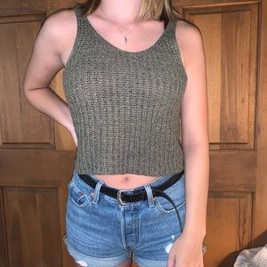 Dark green crop top tank top